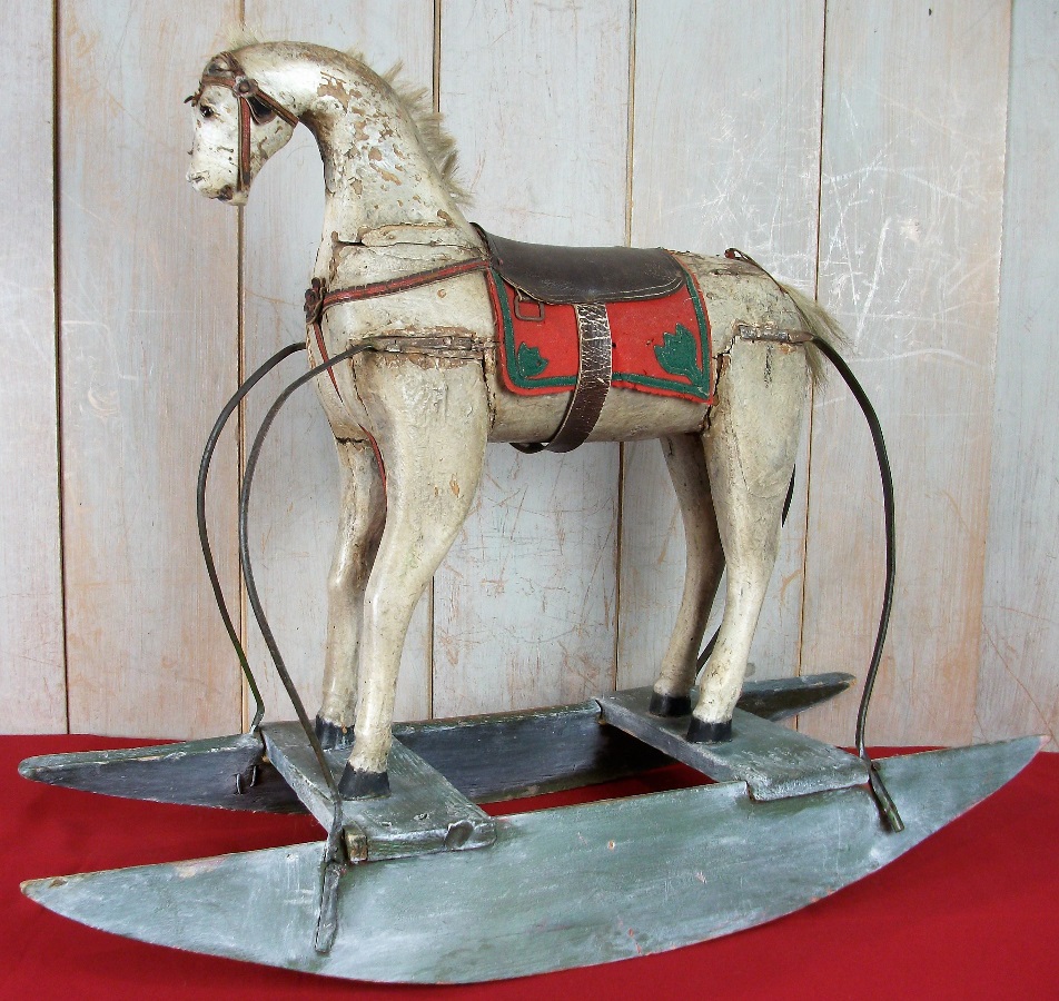 A Spanish 19thC Naive Painted Rocking Horse